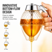 Distributeur de sirop en plastique, récipient de stockage de miel, pot portable pour le versement de miel et de sirop, idéal pour la cuisine et les cafés