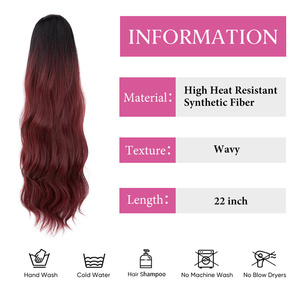 Venta al por mayor 22 pulgadas fibra sintética cuerpo océano rizado recto onda de agua extensiones de cabello sintético Cola de Caballo extensiones de cabello - Product Image 5