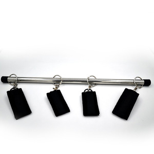 SmAdult productos eróticos tubo de acero inoxidable doble barra de felpa esposas Footcuffs juguetes alternativos para mujeres correa de pierna Bondage - Product Image 3