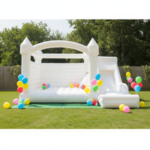 Castillo Inflable Blanco, Combinado con Tobogán, Material de PVC, Garantía de 3 Años, Fácil Instalación para Bodas al Aire Libre - Product Image 1