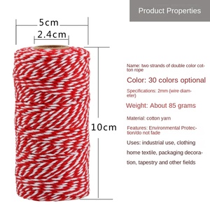 สายเชือกคอตตอนหลากสี2มม. * 100ม. สำหรับห่อของขวัญเทศกาลคริสต์มาสแบบ DIY เชือกห่อบรรจุภัณฑ์ - Product Image 5
