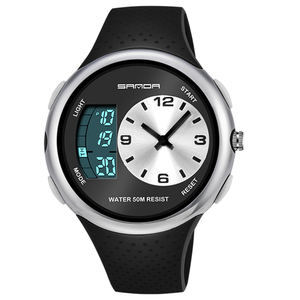 SANDA Dual Display Outdoor Sports <strong>Watches</strong> Mens Fashion 5Bar Waterproof Wristwatches Electronic <strong>Watch</strong> Digital Relogio - Product Image 5
