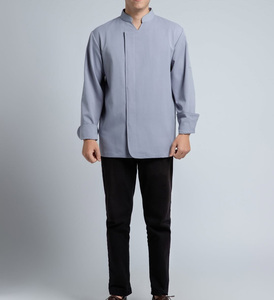 Chaqueta de Chef Gris de Manga Larga con Cuello para Restaurante, Cafetería, Panadería, Camarero, Uniformes de Trabajo al por Mayor, Overoles, Uniforme de Hotel - Product Image 4
