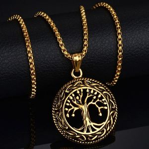 Factory Wholesale Fashion Vintage Hollow Wishing Tree Pendant Men Jewelry 316L Stainless Steel Life Tree Necklace - Product Image 2