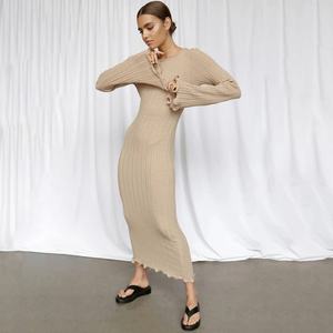 Robe décontractée en tricot de haute qualité, couleur unie, sexy, respirante et confortable, dos nu - Product Image 3