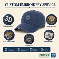 Casquette de papa personnalisée avec logo soleil et lune brodé, en sergé de coton délavé, 6 panneaux, non structurée, réglable, unisexe, vente en gros, OEM, faible MOQ