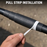 Tube thermorétractable EPDM étanche pour protection de jonction de câbles, installation sans outil par bande de traction pour câbles d'alimentation et de télécommunications