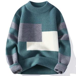 Pull pour homme, couleur contrastée, mode d'hiver, marque, pull en tricot de base, pull tendance pour homme, ample et décontracté, pull chaud d'hiver, fil - Product Image 5