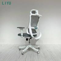 Chaise de bureau ergonomique LIYU avec appui-tête réglable et soutien lombaire, chaise de bureau en maille à dossier haut pour le bureau, norme BIFMA