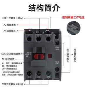 คอนแทคเตอร์ AC รุ่น CJX2-1210 0910 1810 2510 3210 380V 220V 1801 2501 - Product Image 3