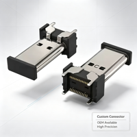 Connecteur femelle Type C 24 broches de 15,0 mm de hauteur pour montage SMT vertical, pour téléphone, POS, IoT, charge rapide, alimentation, FPC, PCB, socket