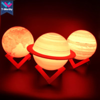 Lampe 3D des 8 planètes principales, lampe de nuit Jupiter pour enfants, lampe lunaire à chargement USB avec support, cadeau original