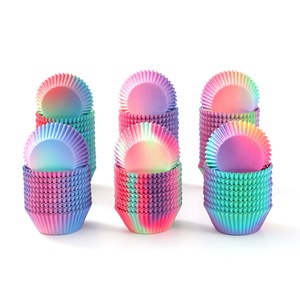 Chengkehome Ombre Gradient Antiadherente <span class=keywords><strong>Papel</strong></span> a prueba de grasa Cupcake Liners <span class=keywords><strong>Moldes</strong></span> para hornear resistentes al calor para magdalenas Herramientas para pasteles - Product Image 2