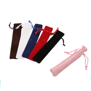 Bolsa de cordão de veludo para presente, bolsa com cordão para lápis, caneta de flanela, com cordão