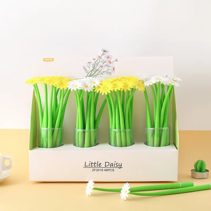 Kleine Gänseblümchen-Serie Gel stift Pflanzen form Kleine frische kreative Stift farbe Blume Voll silikons tift