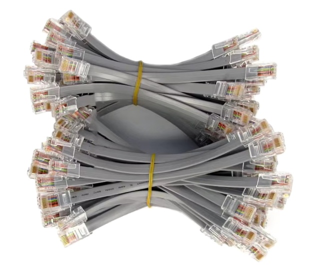 20251 Telephone Flat Cable 2-4 Core Fax Machine Extension Wire 6-8-10 Core F Cable with RJ11 RJ12 Copper Terminal Blocks