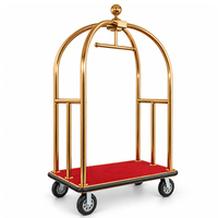 Chariot à bagages électrique compact doré en acier inoxydable et titane, facile à démonter et à assembler, idéal pour les hôtels et restaurants