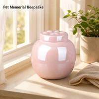 Urne funéraire moderne en céramique pour animaux de compagnie, rose, ronde, avec empreinte de patte et couvercle en forme de cœur, 3 designs, scellée, écologique, vente en gros