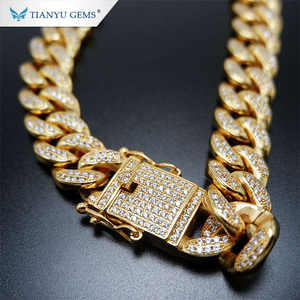 Tianyu-Cadena de joyería con gemas de hielo, Diamantes de moissanita de hip hop, eslabones cubanos personalizados, collar de cadenas de oro puro de 14k y 18k - Product Image 3