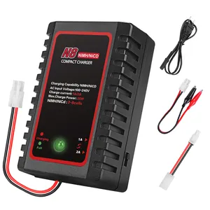 NiMH Charger, AC 100-240V Output 20W 1A/2A Battery Chargers with Standard Tamiya Connector for 2-8S2.4-9.6V Drone RC Car