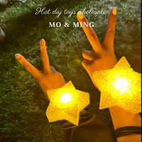 Pulsera LED recargable con batería para escenario, con diseño de estrella de cinco puntas, accesorio luminoso para actuaciones infantiles, cobre, venta al por mayor OEM