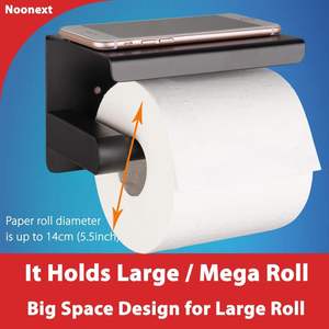 Soporte de papel higiénico de metal elegante de alta durabilidad con revestimiento a prueba de herrumbre y soporte de pared para almacenamiento organizado en el baño - Product Image 4