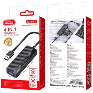 Adaptador Hub USB 4 en 1 Jokade, 1 Puerto USB 3.0 y 3 Puertos USB 2.0, Negro, JC009 K - Product Image 6