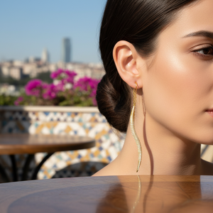 Pendientes de plata de ley con hilo de oreja para mujer, aretes de cadena de plata de ley turca para mujer - Product Image 3