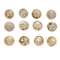 Kancing Logam Vintage Emas Perak 14MM hingga 25MM dengan Motif Lingkaran Timbul untuk Pakaian, Kancing Jahit Logam