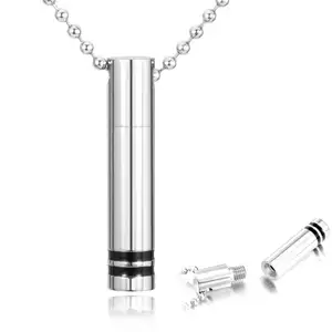 Collier avec pendentif cylindrique fileté, 1 pièce, sautoir de crème, tube de fumée, cache de messages secrets, souvenir