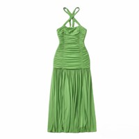 Nouvelle collection 2026 – Robe midi élégante et sexy sans dos, couleur unie, sans manches pour femme