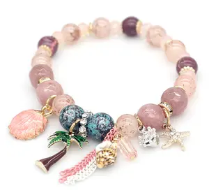 Bohemia handmade shell starfish shaped charm bracelet metal tassel nature beads bracelet