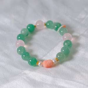 Bracelet en Jade Africain et Cristal Rose | Bijoux en Jade <span class=keywords><strong>Dulong</strong></span> Énergie Guérisseuse | Cadeau de Méditation et Spirituel - Product Image 3