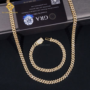 Prêt à Expédier 6mm Largeur Une Rangée Iced Out Bijoux GRA Certificats Pass <span class=keywords><strong>Diamond</strong></span> Tester Moissanite Cuban Link Chain Bracelet Set - Product Image 5