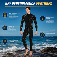 Combinaison de plongée intégrale en néoprène 3 mm pour homme, fermeture éclair frontale, manches longues, pour plongée, surf, eau froide, thermique, prix de gros usine