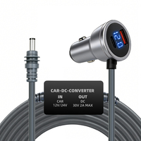 Câble de chargeur de voiture Starlink Mini 12-24V 30V 2A avec convertisseur de tension USB-A+C, affichage numérique de la tension et protection contre les surtensions