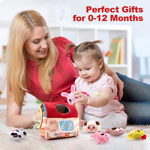 Jouets pour bébés, ferme en peluche avec animaux de la ferme en peluche, jouets éducatifs sensoriels Montessori - Product Image 2