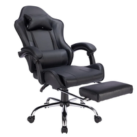 Chaise de bureau pivotante de qualité supérieure, roulement fluide, entièrement noire, nouveau logo, chaise de gaming pour adultes avec repose-pieds massant