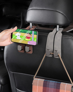 Gancho para Coche al por Mayor de Gamuza y Metal, Multifuncional, para Respaldo de Asiento, Almacenamiento Doble Pequeño, Suministros de Decoración Interior - Product Image 1