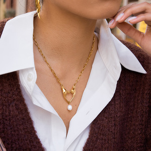 Collar de Acero Inoxidable con Colgante de Corazón de la Amistad, Joyería Temática, Diseño Geométrico, Origen Yiwu - Product Image 3