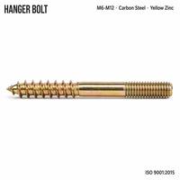 Vis à double extrémité M6 M8 M10 M12 pour bois et machine, en acier au carbone, zingué jaune, DIN, pour assemblage de meubles