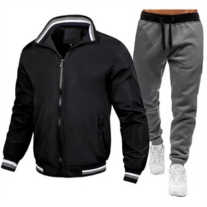 Ensemble survêtement homme GURUNA-Z-INDUSTRY : veste de survêtement blanche et pantalon de survêtement gris, couleur unie, manches longues, taille élastique, respirant - Product Image 3