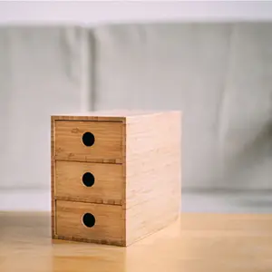 일본 스타일 나무 보석 캐비닛 상자 3 서랍 사무실 데스크탑 나무 보석 상자