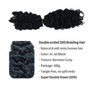 Capelli Umani Ricci Birmani Grezzi in Bulk per Donne Nere, Senza Trama, per Intrecciare ed Estendere con Crochet, 100% Capelli Vergini in Ciocche - Product Image 2