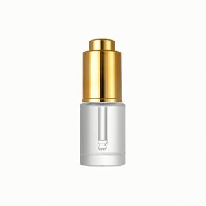 Skin Care 10ml 20ml 30ml 50ml <b>Press</b> Pump Gold Cap Essential Oil Bottles Flat Shoulder Push <b>Button</b> Serum Dropper Bottle - Product Image 4