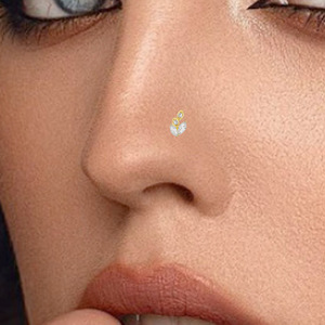 Piercing de nez en titane en forme de L F136 avec cristal de zircon, bijou pour usage quotidien, motif cœur végétal - Product Image 4