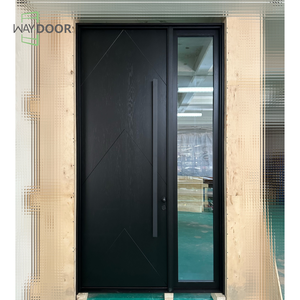 אישורים מותאמים אישית לגמרי גמור דלת כניסה מעץ עם זכוכית אחד sidelite מעץ מלא דלת חיצונית - Product Image 4