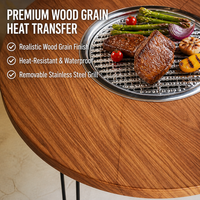 Table de barbecue pliante en métal à 3 pieds personnalisée, 61 cm, effet bois, transfert de chaleur, foyer extérieur pour camping avec grille en acier inoxydable