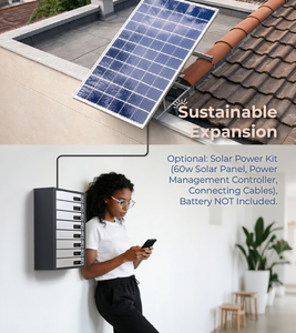 Casier de recharge mobile TIA à <span class=keywords><strong>8</strong></span> compartiments avec serrure de porte à code numérique et kit solaire en option pour usage collectif, design écologique - Product Image 2