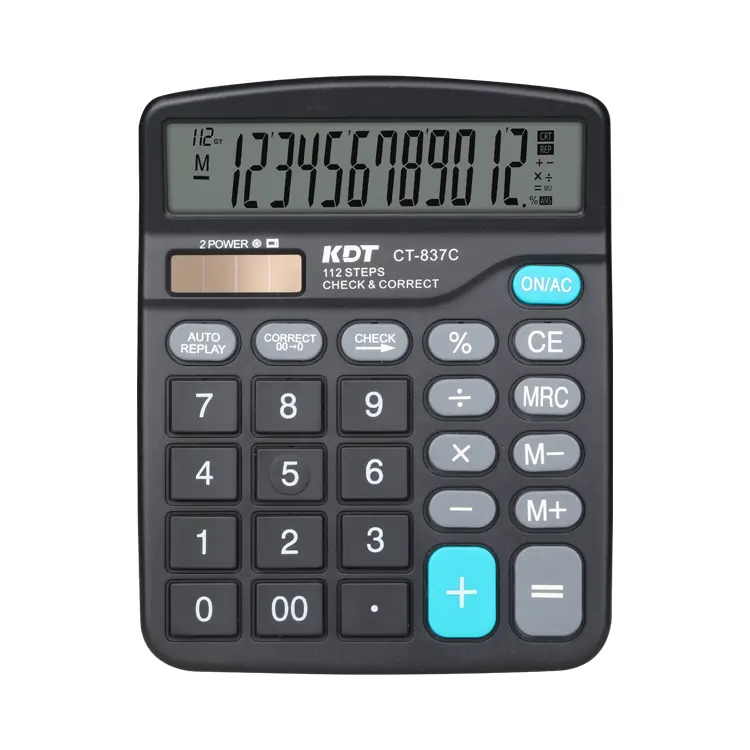 Kt-837A 12 Digits Calculator Dual Power Office Calculators Calculator 12 Digits With Large Gradient Display